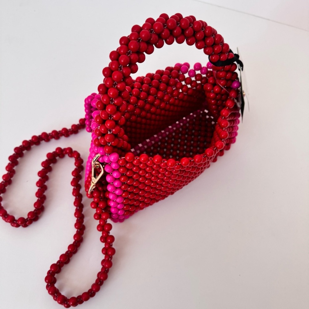 NWT ♠️ Kate Spade Target Colorblock Beaded Crossbody Red Pink Mini Bag Purse - Picture 5 of 12
